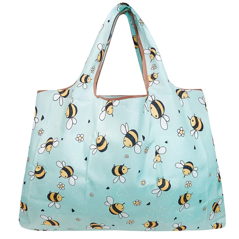 allydrew Large Foldable Tote Nylon Reusable Grocery Bag, Bumble Bees - Image 2
